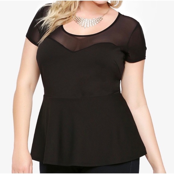 black mesh peplum top